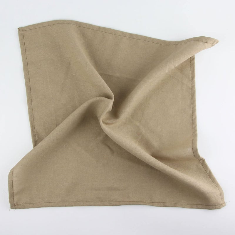 INFEI Solid Color Linen Blended Thin Dinner Cloth Napkins - Set of 12 (40 x 40 cm) - for Events & Home Use (Khaki) - Image 4